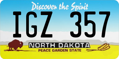ND license plate IGZ357