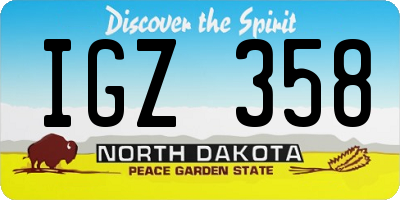 ND license plate IGZ358