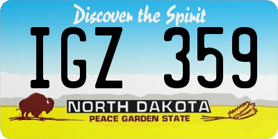 ND license plate IGZ359