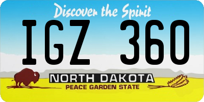ND license plate IGZ360