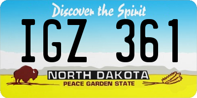 ND license plate IGZ361