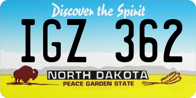 ND license plate IGZ362