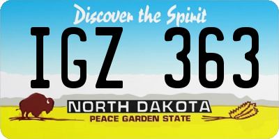 ND license plate IGZ363
