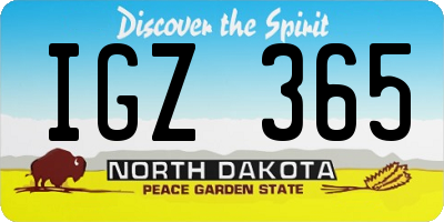 ND license plate IGZ365