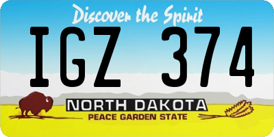 ND license plate IGZ374