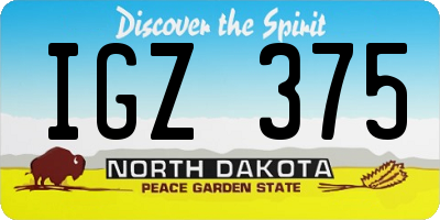 ND license plate IGZ375