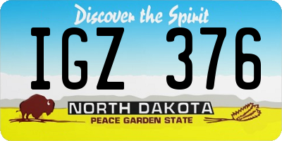 ND license plate IGZ376