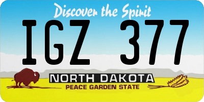 ND license plate IGZ377