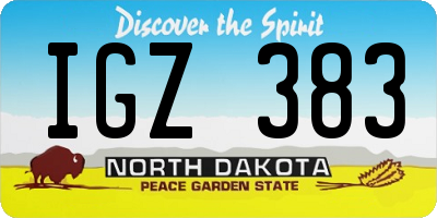 ND license plate IGZ383