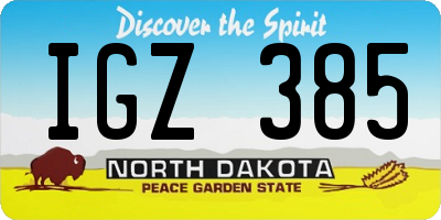 ND license plate IGZ385