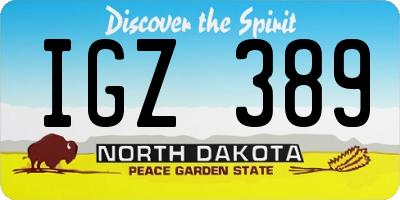 ND license plate IGZ389