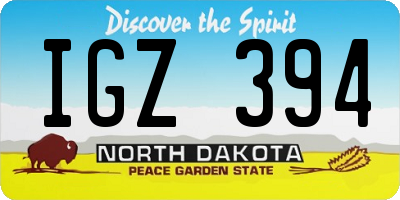 ND license plate IGZ394
