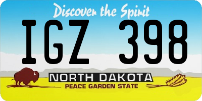 ND license plate IGZ398