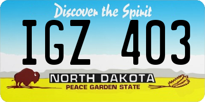 ND license plate IGZ403
