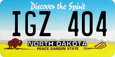 ND license plate IGZ404