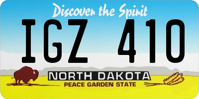 ND license plate IGZ410