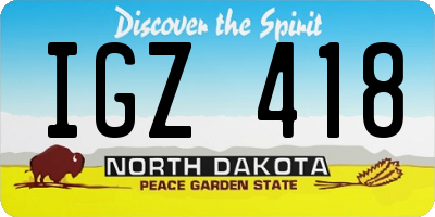 ND license plate IGZ418
