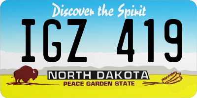 ND license plate IGZ419