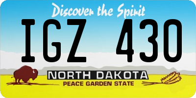 ND license plate IGZ430