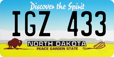 ND license plate IGZ433