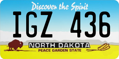 ND license plate IGZ436