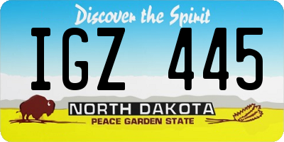 ND license plate IGZ445