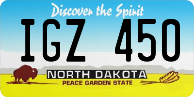 ND license plate IGZ450
