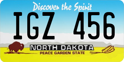 ND license plate IGZ456