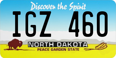 ND license plate IGZ460