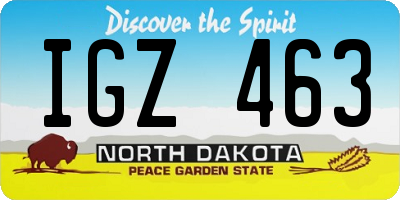ND license plate IGZ463