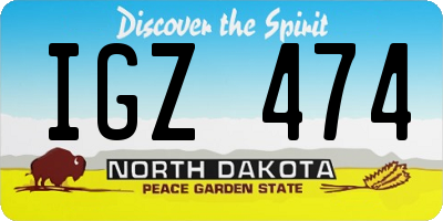 ND license plate IGZ474