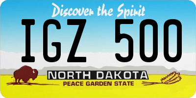 ND license plate IGZ500