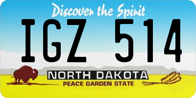ND license plate IGZ514