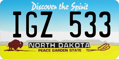 ND license plate IGZ533