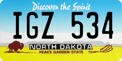 ND license plate IGZ534