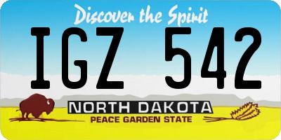 ND license plate IGZ542