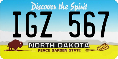 ND license plate IGZ567
