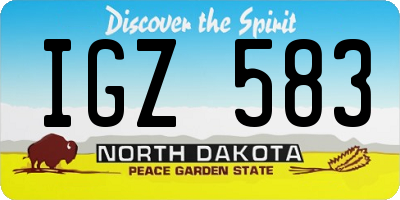 ND license plate IGZ583