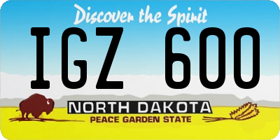 ND license plate IGZ600
