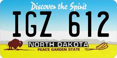 ND license plate IGZ612