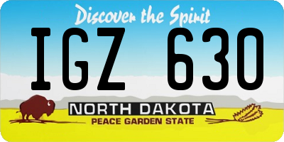 ND license plate IGZ630