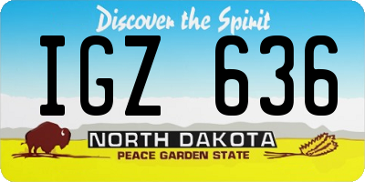 ND license plate IGZ636