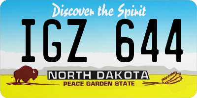 ND license plate IGZ644