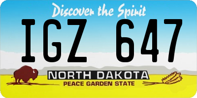 ND license plate IGZ647