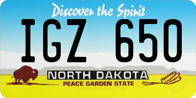 ND license plate IGZ650