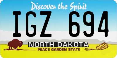 ND license plate IGZ694
