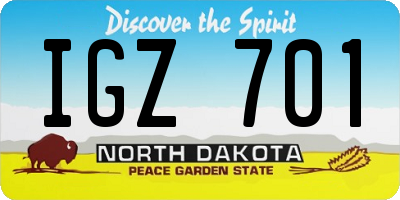 ND license plate IGZ701