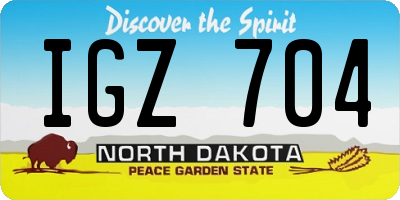 ND license plate IGZ704