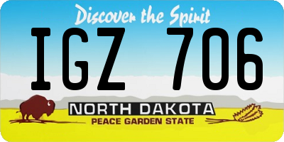 ND license plate IGZ706