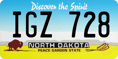 ND license plate IGZ728